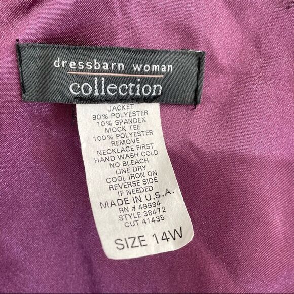 Dress Barn Collection Jacket Shell Combo Pull On Velvet Pants 14W - Picture 5 of 9